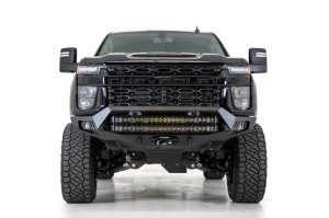 Chevrolet Silverado 2500 Bumper - Front - Addictive Desert Designs - Bomber HD - Hammer Black with Satin Black panels - `20-`27 Chevrolet Silverado 2500 Bumper - Front - Addictive Desert Designs - Bomber HD - Hammer Black with Satin Black panels - `20-`27